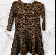 Loft Cheetah Print Dress Half Sleeve Stretch Brown Black Size :XSmall