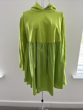 Ladies La blanche Lime Green Hoodie Hooded dress Long Sleeves LARGE 40" Chest
