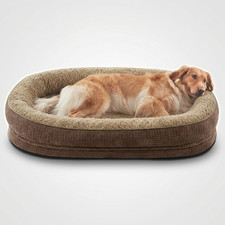 Large Orthopedic Dog Bed XL Memory Foam Bolster Waterproof Brown 42x32x7.5