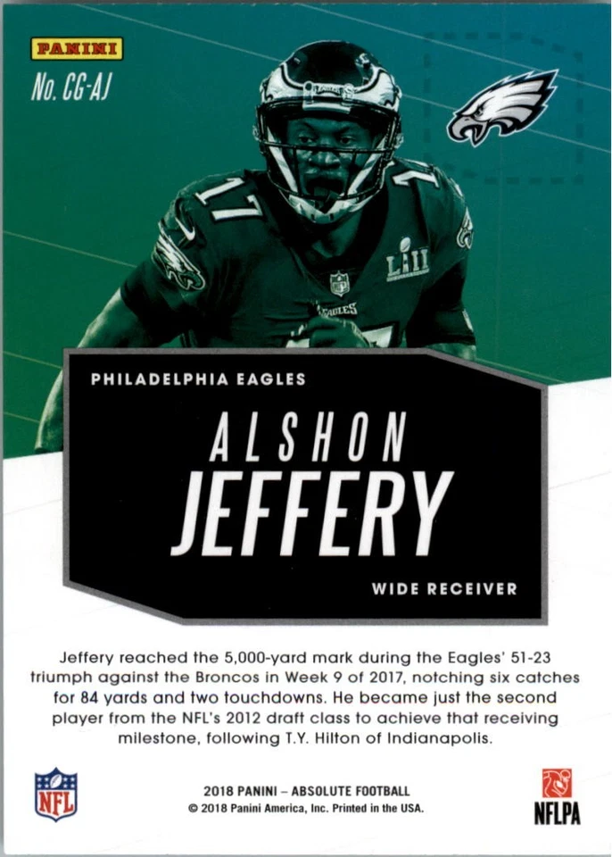 2018 Absolute Covering Ground #13 Alshon Jeffery - NM-MT - Image 2 of 2