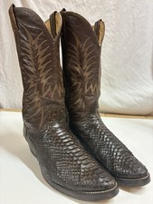 VTG Nocona Python Snake Skin Western Cowboy Boots Dark Brown Size 11 READ