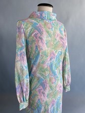 Vintage 1960 s Midcentury Modern Pastel Watercolor Abstract Print Shift Dress Sm