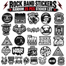 Rock Band Stickers Vintage Style 25 Pcs Random Decal Lot Heavy Metal Punk Music