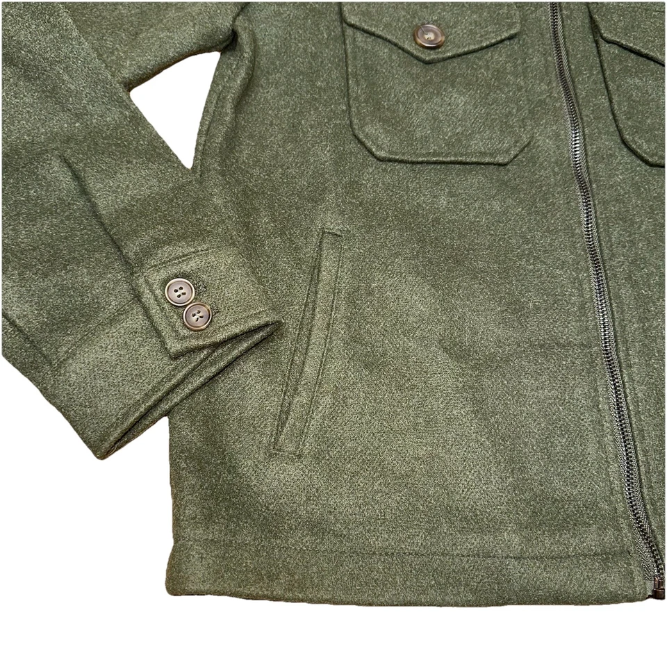 NWT Avec Les Filles Army Green Full Zip Up Felt Military Jacket Women’s Small - Image 4 of 4