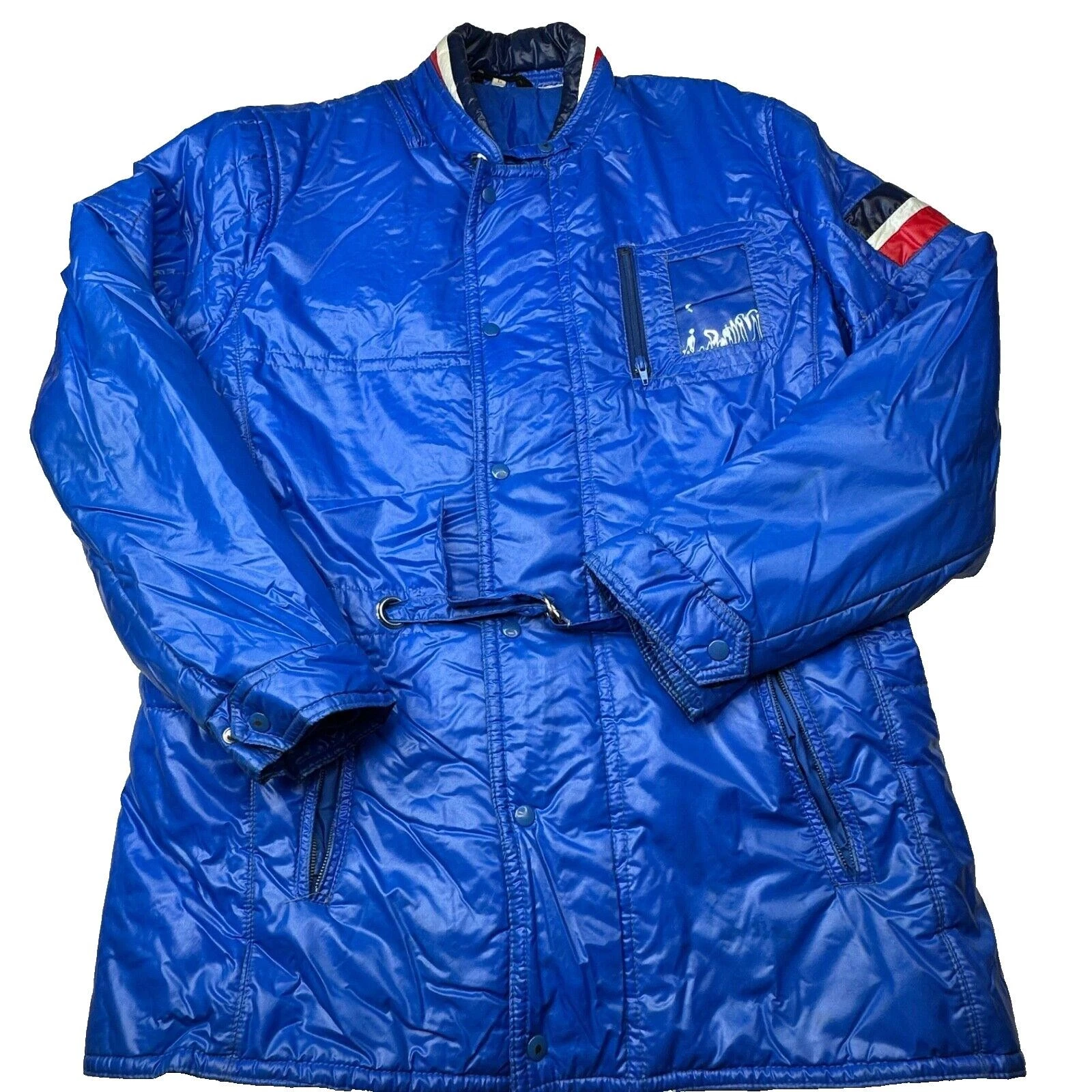 Foremost Mens Puffer Jacket Size Large Blue Long Sleeves Snap Button Zip Pockets