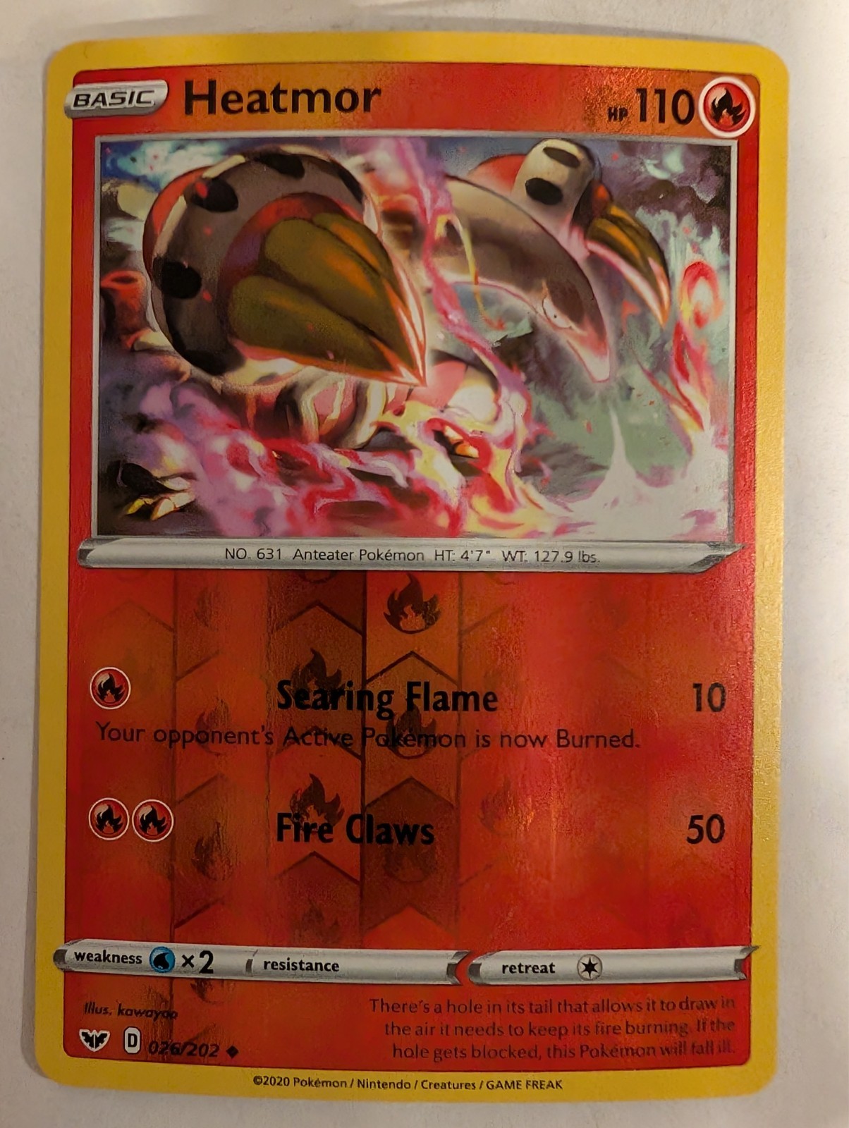 Heatmor 026/202 Sword & Shield Base Pokemon Reverse Holo Foil Nice!