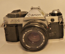 Vintage Camera Lot - Canon AE-1 Program, Case, Tripod,  Flash