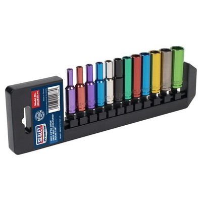 Sealey Premier Deep Multi-Coloured Socket Set 1/4''Sq Drive 12pc AK282D