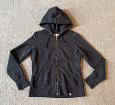 American Giant Women's Black Zip Front Heavyweight Hooded Sweatshirt - Medium