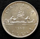 1962 Canada Silver $1 Dollar - 80% Silver