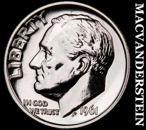 1961 Silver Roosevelt Dime - Choice Gem Proof  Lustrous  No Reserve  #G7795