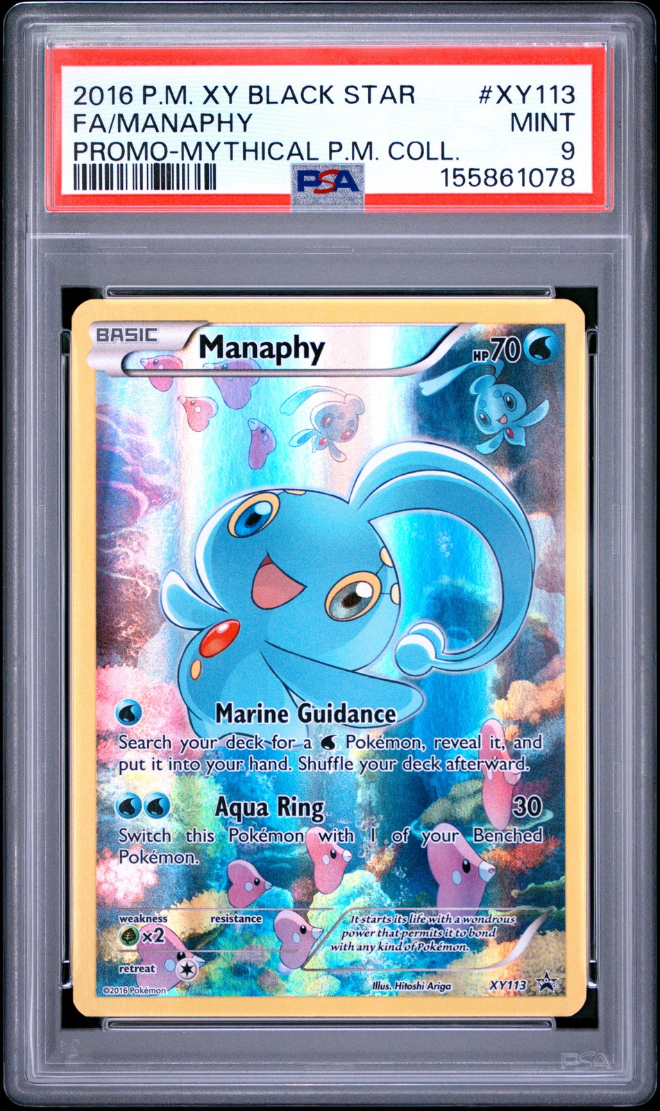 2016 POKEMON XY BLACK STAR PROMO #XY113 FULL ART/MANAPHY PSA 9