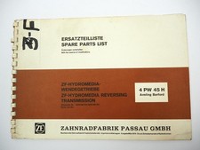 Orig. ZF 4PW 45H caja de cambios reversible lista de piezas de repuesto Aveling Barford Parts List 03/76