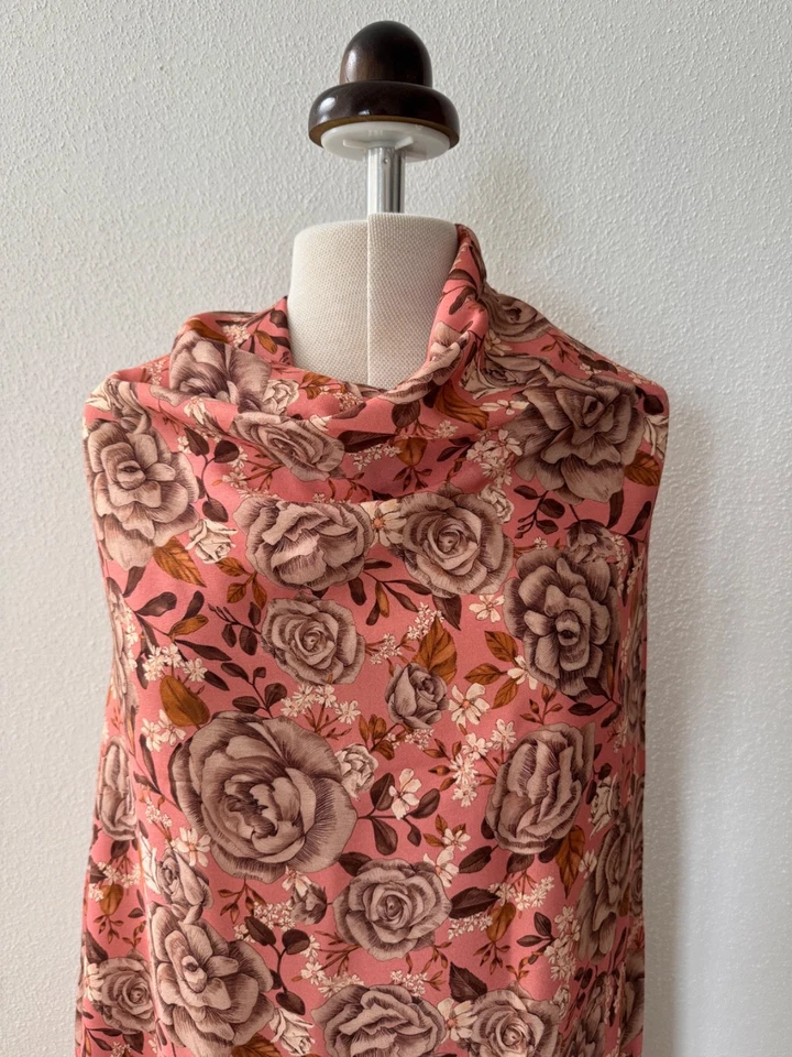 Viscose Krepp 2 Mtr x 1,50 Rosen Lachs Creme Braun Italien - Bild 2 von 3