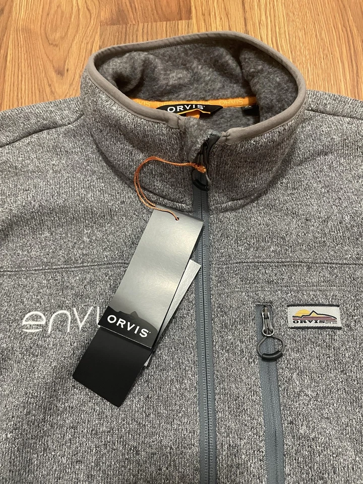 Orvis Vest Mens XL Gray Heather Outdoor Performance Sweater Fleece Full Zip NWT - Image 3 of 4