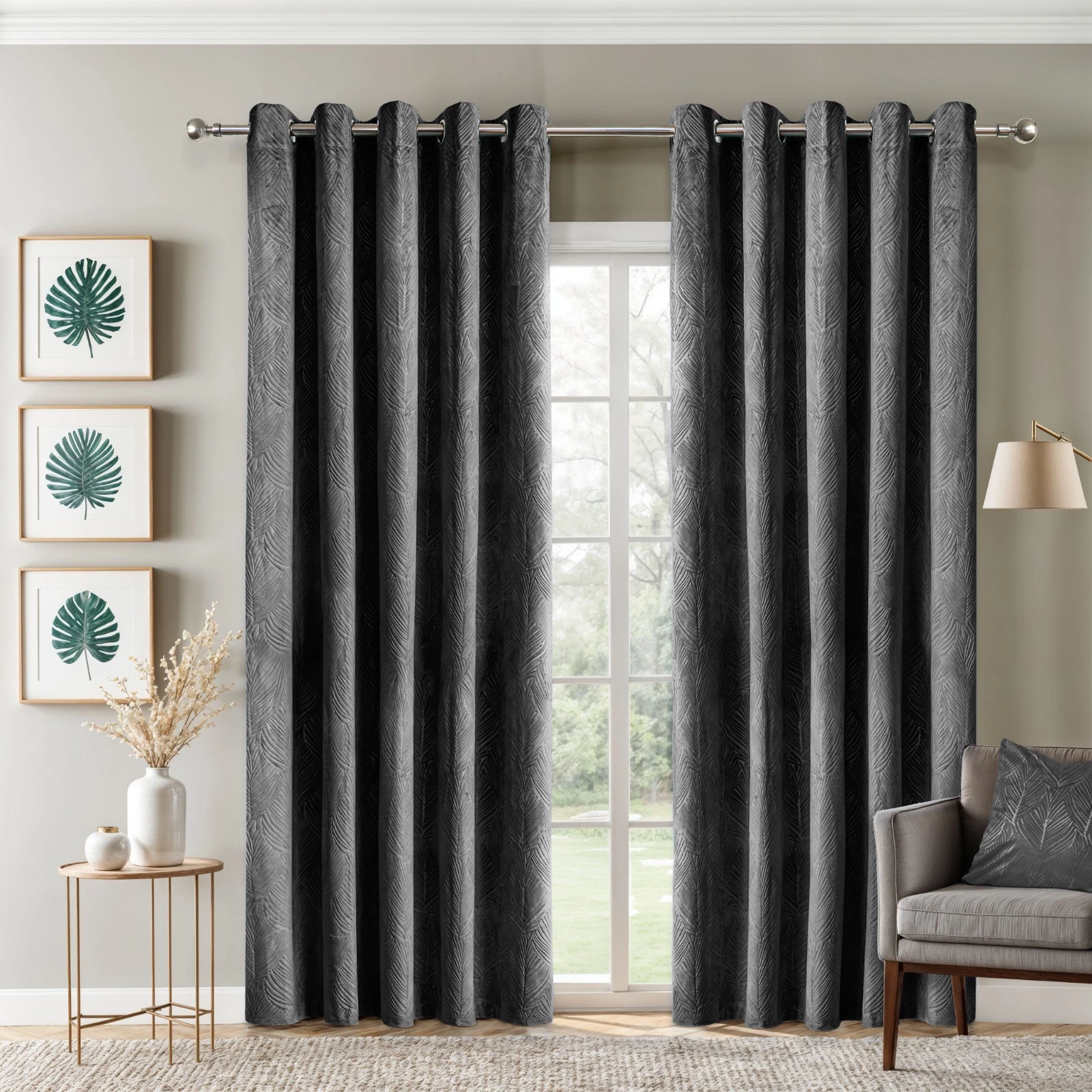 Embossed Velvet Woven Thermal Blackout Eyelet Curtains - Twilight
Opens in a new window or tab