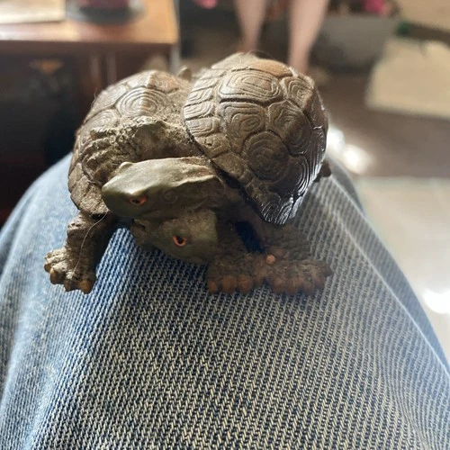 Resin Turtle Pair Figurine Home Decor Garden Marked MRH