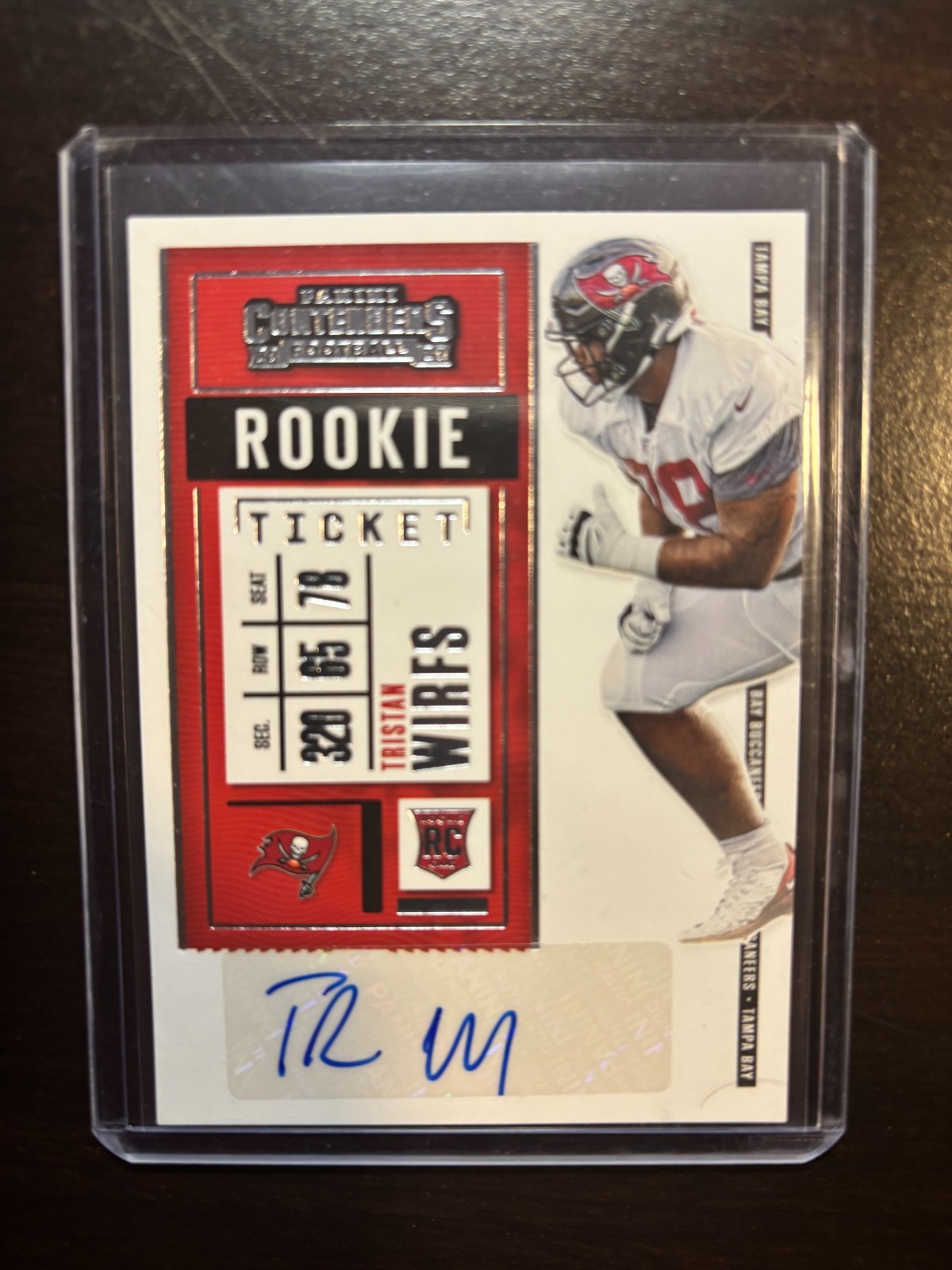 TRISTAN WIRFS 2020 Panini Contenders Rookie Ticket AUTO RC (#159) rookie card