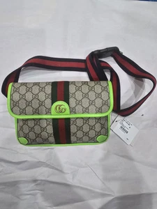 Sac ceinture Gucci GG Supreme Ophidia taille 90 sangle vert fluo rare Italie neuf avec étiquette