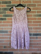 Speechless Womens Zippered Rose Lace Sleeveless Short Evening Fit Flare Dress