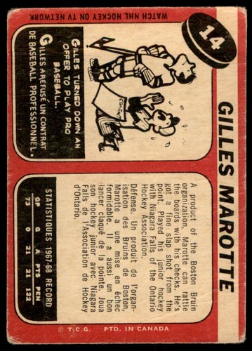 1968-69 O-Pee-Chee Gilles Marotte Chicago Blackhawks #14 - Bild 2 von 2