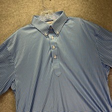 Collars  Co Dress Collar Polo Shirt Mens Large Blue Check Performance Stretch