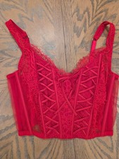 Victoria's Secret Dream Angels Women Size S-DD Red Lace-Up Corset Top Coquette