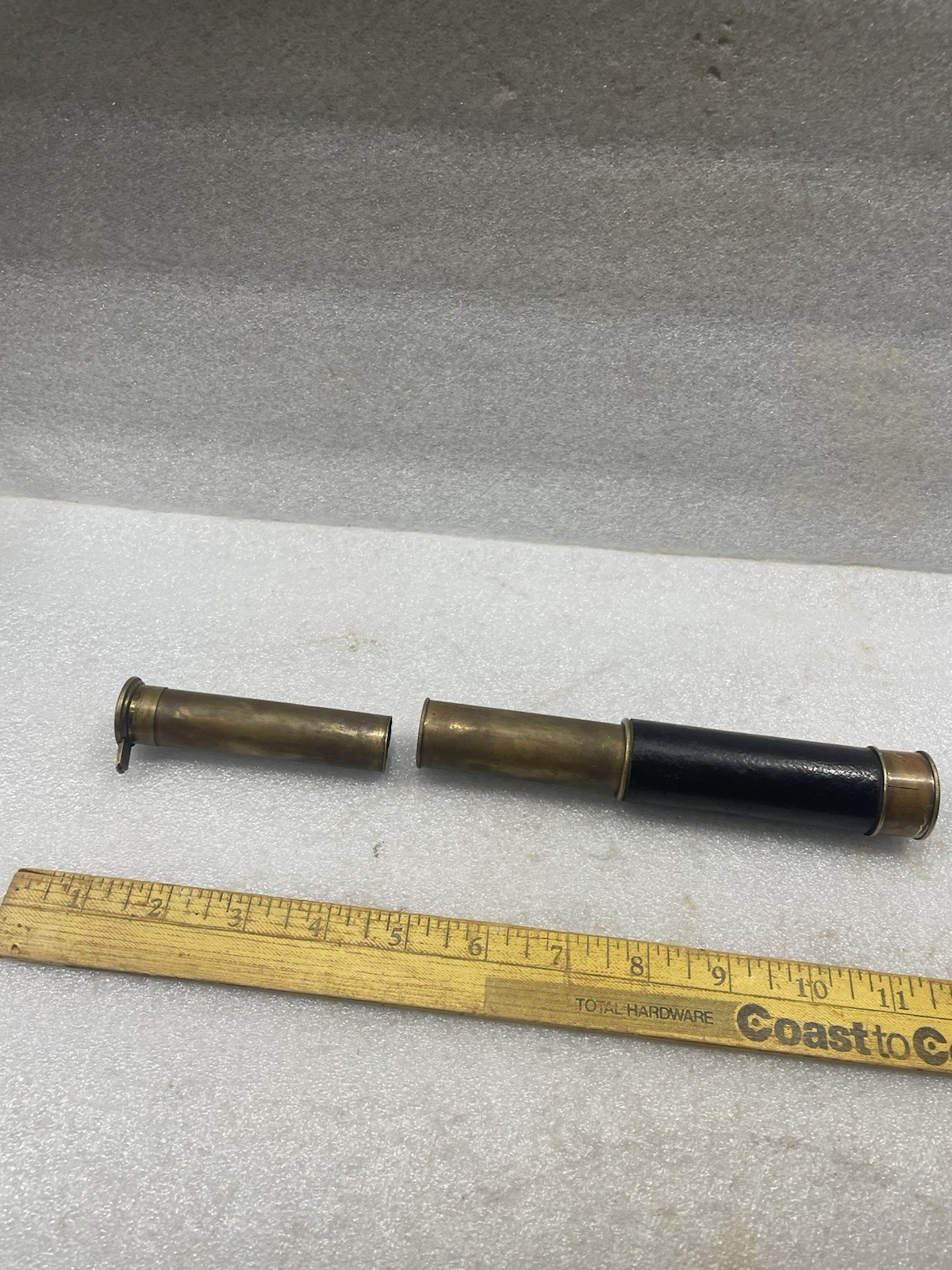 Atq /Vtg Mariners Pocket 3 Draw Telescope/ Spyglass Leather and brass 4.5-10.5"