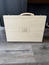 FAO Schwarz Spiral Art Set Wooden Case Spirograph Kit Brass Latches EUC