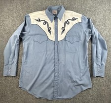 Vintage Ely Diamond Western Snap Button Up Men s X-Large. Blu-white
