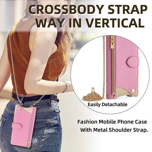 For Samsung Galaxy A55 A16 A35 A15 A14 A13 Zipper Crossbody Leather Stand Case - Picture 84 of 91