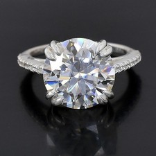 Certified White Diamond 5.00Cts. Round Shape Ring In 925 Silver - Tariffs Free
