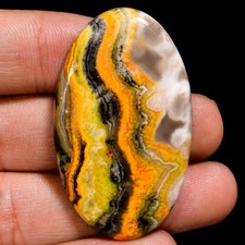 58.35 Ct Natural Bumble Bee Jasper Oval Cabochon Loose Gemstone 26x45x5 mm TP193