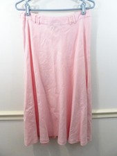 Lauren Ralph Lauren Pink Linen A Line Midi Skirt Lined Size 8 Coastal Feminine