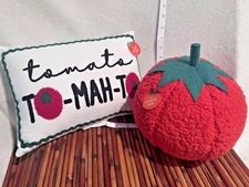 Tomato Pillow Set 2-Pack Plush Throw Cushions Cute Fruit Decor for Sofa Bed Gift