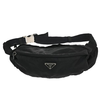 PRADA MILANO Tessuto Bum Bag Nylon Leather Black Italy 67CB022