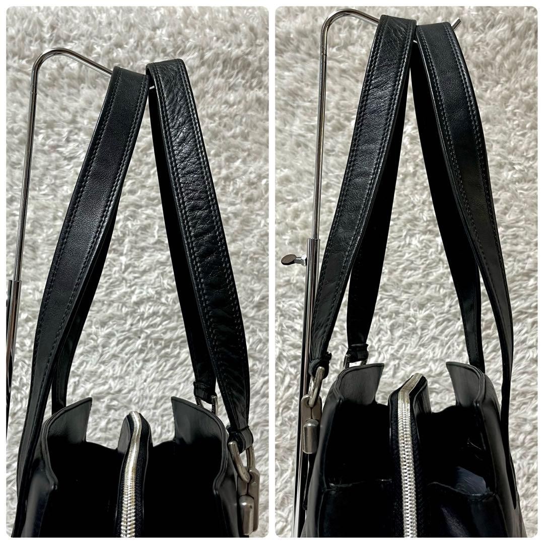 GIANNI VERSACE Leather HandBag Tote Bag Medusa Embossed Silver Hardware Black thumbnail 11