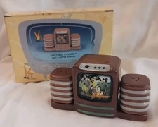 Vintage Three Stooges Salt and Pepper Shakers Moe's Curly Larry In Box!