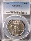 1943 S Walking Liberty Silver Half Dollar PCGS MS63 Lustrous Choice BU