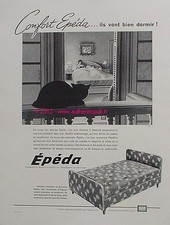 PUBLICITE EPEDA MATELAS SOMMIER CHAT LITERIE DE 1960 PUB FRENCH ADVERT CAT PUB