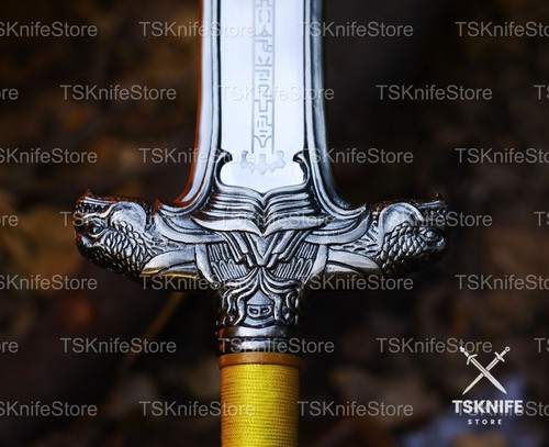 Hand forged Conan the barbarian Engraved Sword With Leather Sheath, Gift for Men - Picture 3 of 5