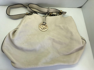 Michael Kors Women Shoulder Colgate Grab Bag Ivory Reversible Leather Tote