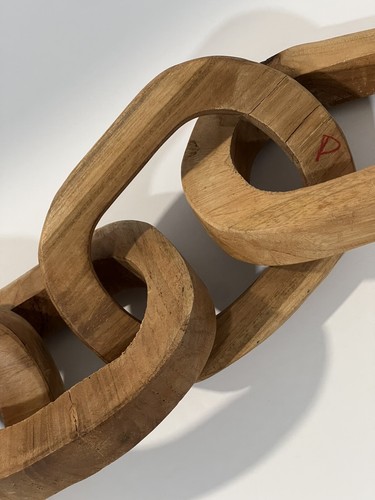 5 maglie catena in legno intagliato a mano 22” lunga 5,5”W arredo casa tavolino, arte parete - Foto 8 di 14
