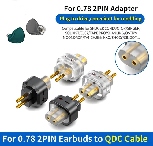 Audio QDC Female 0.78 2Pin Male Earphone Adapter to Earphones Earsets for SHUOER - Picture 1 of 20