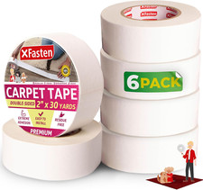 Heavy Duty Double Sided Carpet Tape for Area Rugs - 6 Pack, 2" x 30 Yards