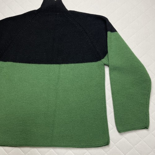 Vintage Boston Traders Sweater Size Large Wool Turtleneck Black Green - Picture 13 of 15