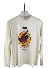 Kith Men s Marvel Spider-Man Homecoming Tee Cotton Long Sleeve Sandcrift Size M