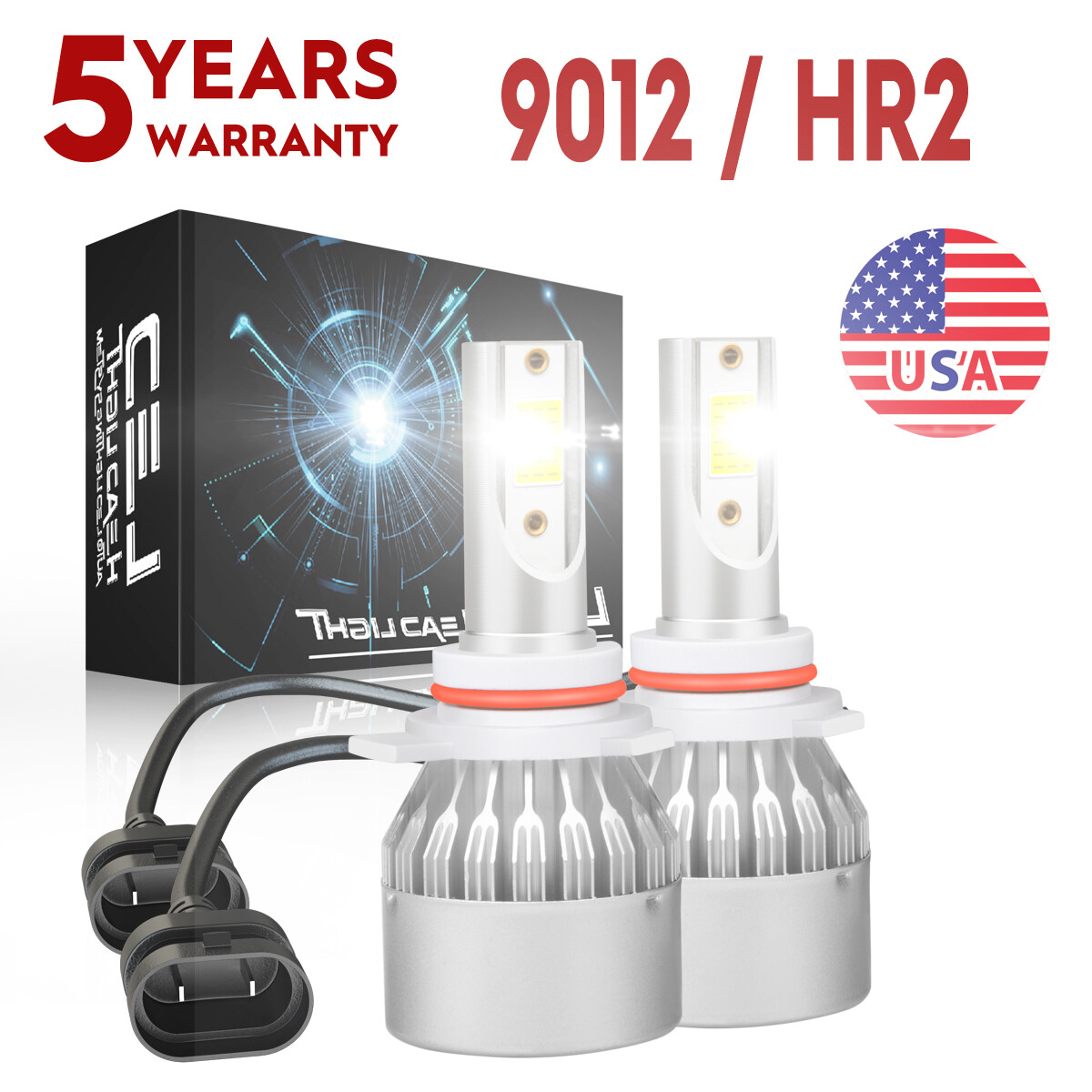 2 PK Bombillos LED Focos Para Auto Carro 9012 Luz De Coche Faros Faro Delanteros