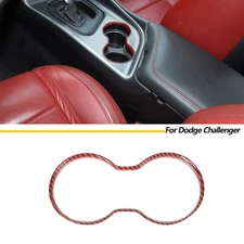 Red Carbon Fiber Front Console Cup Holder Cover Trim For Dodge Challenger 15+