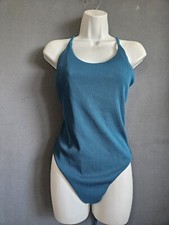 ZAFUL Swimsuit Size 8 One Piece Ribbed Open Back/Tummy Control Green Bikini